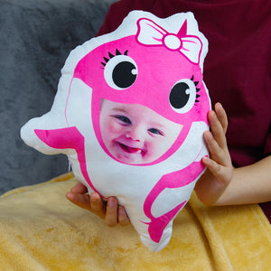 Custom Face Pillow, Love Family, Cute Little Pink Baby Shark - Pillow - GoDuckee