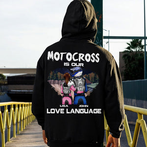 Motocross Couple Motocross Is Our Love Language Personalized Shirts - Shirts - GoDuckee