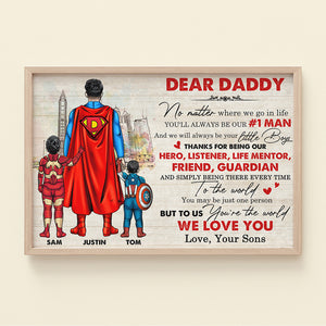 Dear Daddy, Always Be Our Number One Man - Personalized Canvas - Upto 2 Kids - Poster & Canvas - GoDuckee