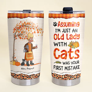 Personalized Cat Mom Personalized - I'm Just An Old Lady With Cats - Tumbler Cup - GoDuckee