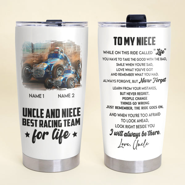 Personalized Racing Father and Son Tumbler - Working on and racing car -  GoDuckee