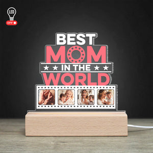 Best Mom In The World, Personalized 3D Led Light Wooden Base, Best Mom Certification Led Light, Mother's Day, Birthday Gift For Mom - Led Night Light - GoDuckee