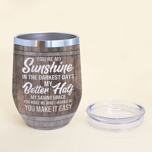 Personalized Cowboy Couple Wine Tumbler - You Are My Sunshine In The Darkest Days - Wine Tumbler - GoDuckee