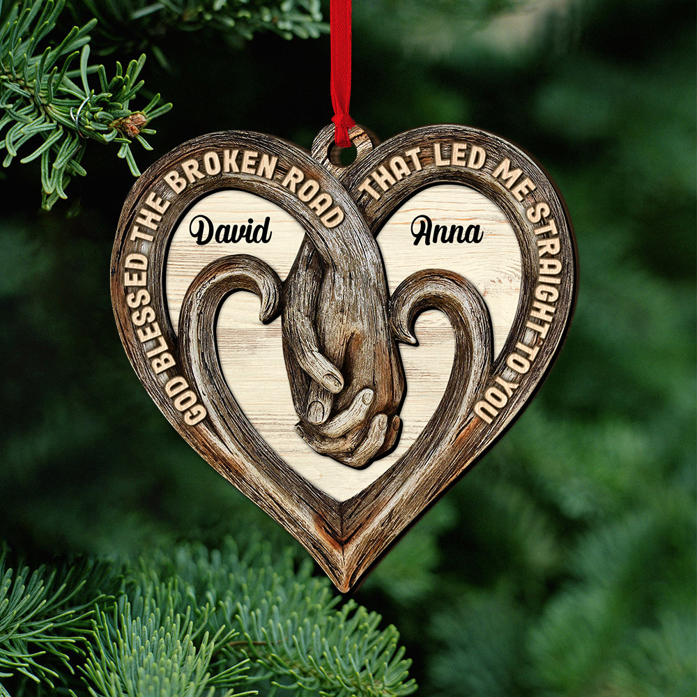 God Blessed The Broken Road That Led Me Straight To You, Personalized Couple Ornament, Christmas Tree Decor - Ornament - GoDuckee