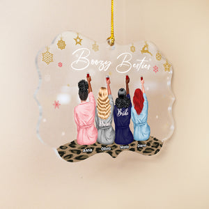 Boozy Besties Personalized Medallion Acrylic Ornament, Christmas Gift For Besties - Ornament - GoDuckee