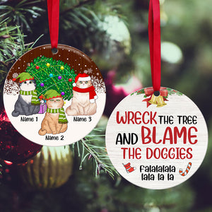 Cat Christmas Wreck The Tree And Blame The Doggies Personalized Ornament - Ornament - GoDuckee