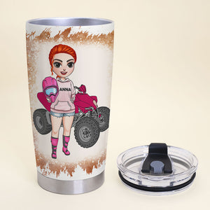 Personalized ATV Racing Girl Tumbler - I Leave Tire Track In The Mud - Tumbler Cup - GoDuckee