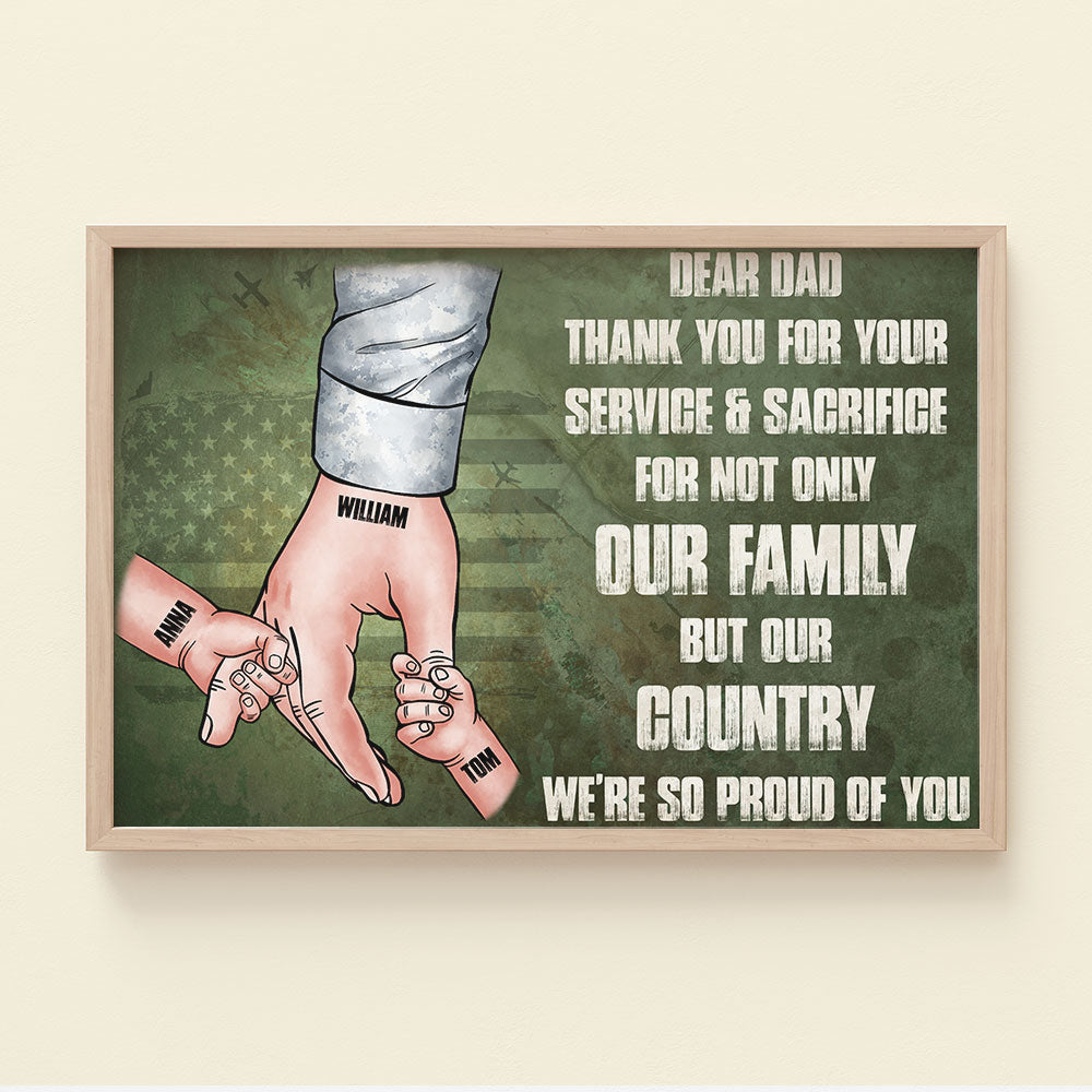 Dear Dad Thank You For Your Service And Sacrifice Personalized Veteran Dad Canvas Print - Poster & Canvas - GoDuckee