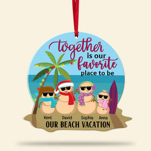 Family Beach Snowman Together Is Our Favorite Place To Be, Personalized Acrylic Ornament - Ornament - GoDuckee