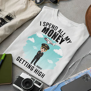 I Spend All My Money, Pilot T-shirt Hoodie Sweatshirt - Shirts - GoDuckee