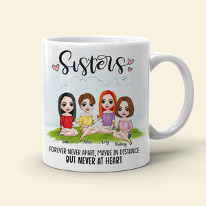 Personalized Sister Map Mug, Apart In Distance But Never At Heart, Gift for Sisters In Long Distance - Coffee Mug - GoDuckee