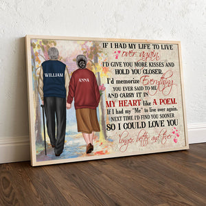 Personalized Old Couple Poster - If I Had My Life To Live Over Again - Old Couple Hand In Hand Back View - Poster & Canvas - GoDuckee