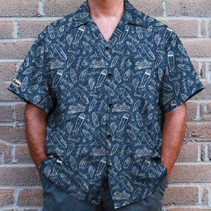 Surfing Hawaiian Shirt - Dark Blue Style Surfing Boards - Hawaiian Shirts - GoDuckee