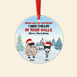 Seems Like Yesterday We Were Chillin' in Your Balls Personalized Dad Ornament, Christmas Tree Decor - Ornament - GoDuckee