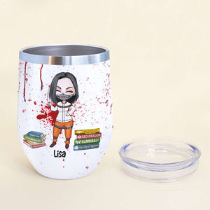 Personalized Horror Girl Wine Tumbler - The Silence Of The Lambs Thomas Harris Hannibal Lecter Buffalo Bill's Body Lotion - Wine Tumbler - GoDuckee