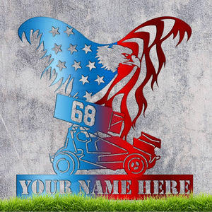Dirt Track Racing Personalized Independence Day Metal Sign - Metal Wall Art - GoDuckee