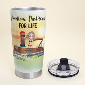 Personalized Pontoon Couple Tumbler - Pontoon Partners - Annoying Each Other - Directional Signs - Tumbler Cup - GoDuckee