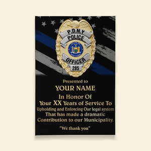 We Thank You Personalized Police Canvas Print Police Badge Casting Plaque Award - Poster & Canvas - GoDuckee