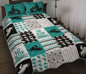 Snowmobile Eat Sleep Snowmobile - Quilt Bed Set - Blanket - GoDuckee