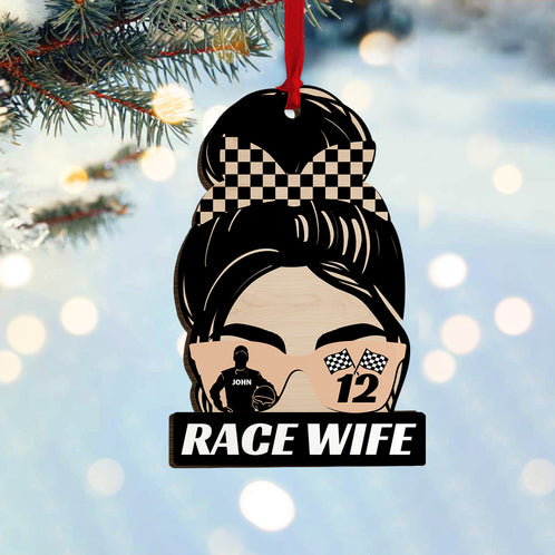 Personalized Dirt Track Racing Mom Ornament, Christmas Gift For Race Girl, Wife & Mom - Ornament - GoDuckee
