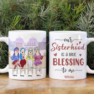 Our Sisterhood Is A True Blessing To Me Personalized Old Friends Mug, Gift For Friends - Coffee Mug - GoDuckee