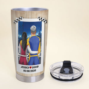 Personalized Racing Couple Tumbler - Home Is Where The Speedway Is - Tumbler Cup - GoDuckee