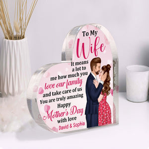 To My Wife, Personalized Heart Shaped Acrylic Plaque, Gifts For Mother's Day - Decorative Plaques - GoDuckee