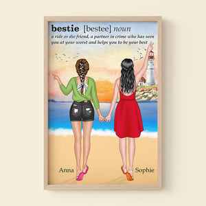 Bestie A Ride Or Die Friend Personalized Printed Canvas , Gift For Friends - Poster & Canvas - GoDuckee