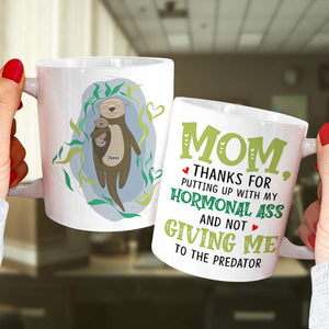 Otter Mother's Love Grows By Giving, Personalized Mom White Mug, Accent, Wine Tumbler Gift For Mom - Coffee Mug - GoDuckee