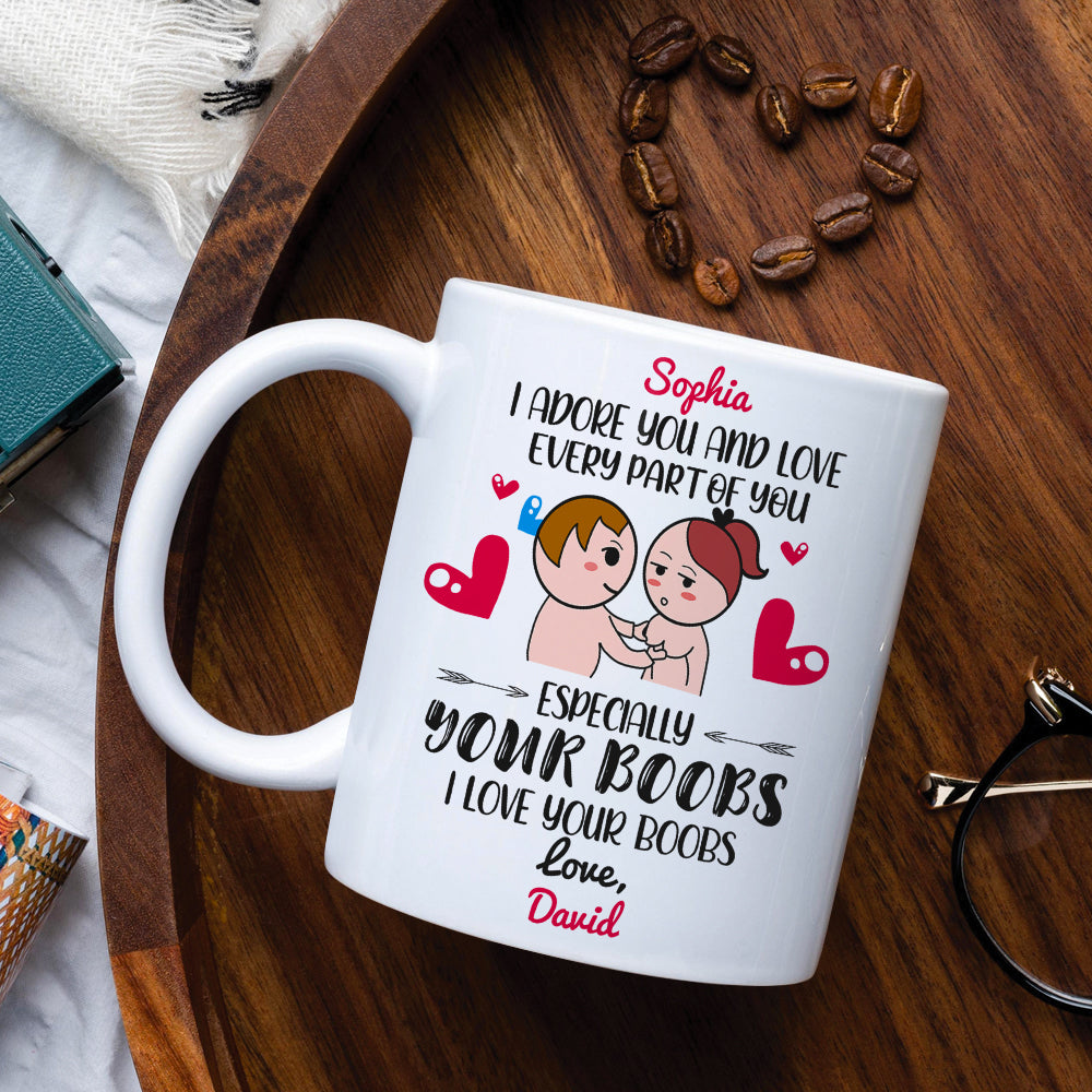 Personalized Couple Mug, I Just Want To Touch Your Boobs, Funny