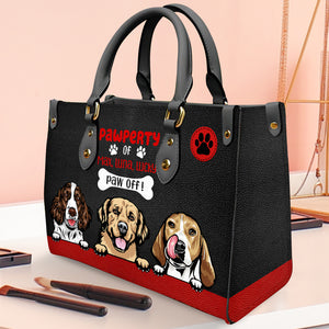 Pawperty Paw Off, Gift For Dog Lovers, Personalized Leather Bag - Leather Bag - GoDuckee