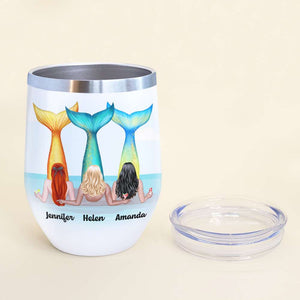 Personalized Mermaid Besties Wine Tumbler - Of Course We Drink Like Fish - Wine Tumbler - GoDuckee