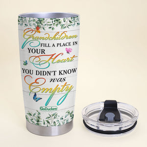 Personalized Grandma's Garden Tumbler - Grandchildren Fill A Place In Your Heart You Didn't Know Was Empty - Custom Grandchildrens' Names and Birthdates - Tumbler Cup - GoDuckee
