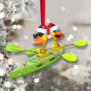 Kayaking Yellow Ducks - Personalized Christmas Ornament - Gifts for Kayaking Lovers - Ornament - GoDuckee