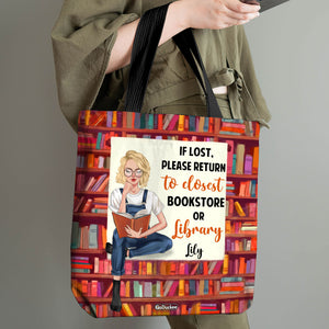 Personalized Book Tote Bag Girl Reading Book If Lost Please Return To Closest Bookstore - Tote Bag - GoDuckee