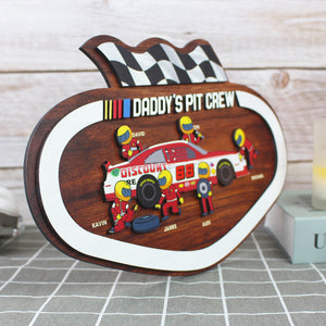 Daddy's - Personalized Racing Layered Wood Sign - Great Car Racing Gift For Dad - Wood Sign - GoDuckee