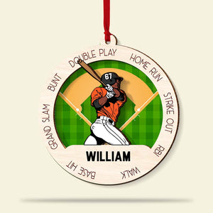 Baseball Player Pose Personalized Wood Ornament - Ornament - GoDuckee