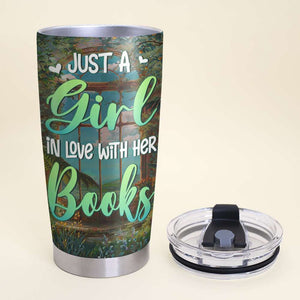 Just A Girl In Love With Her Books, Personalized Tumbler, Gift For Book Lover - Tumbler Cup - GoDuckee