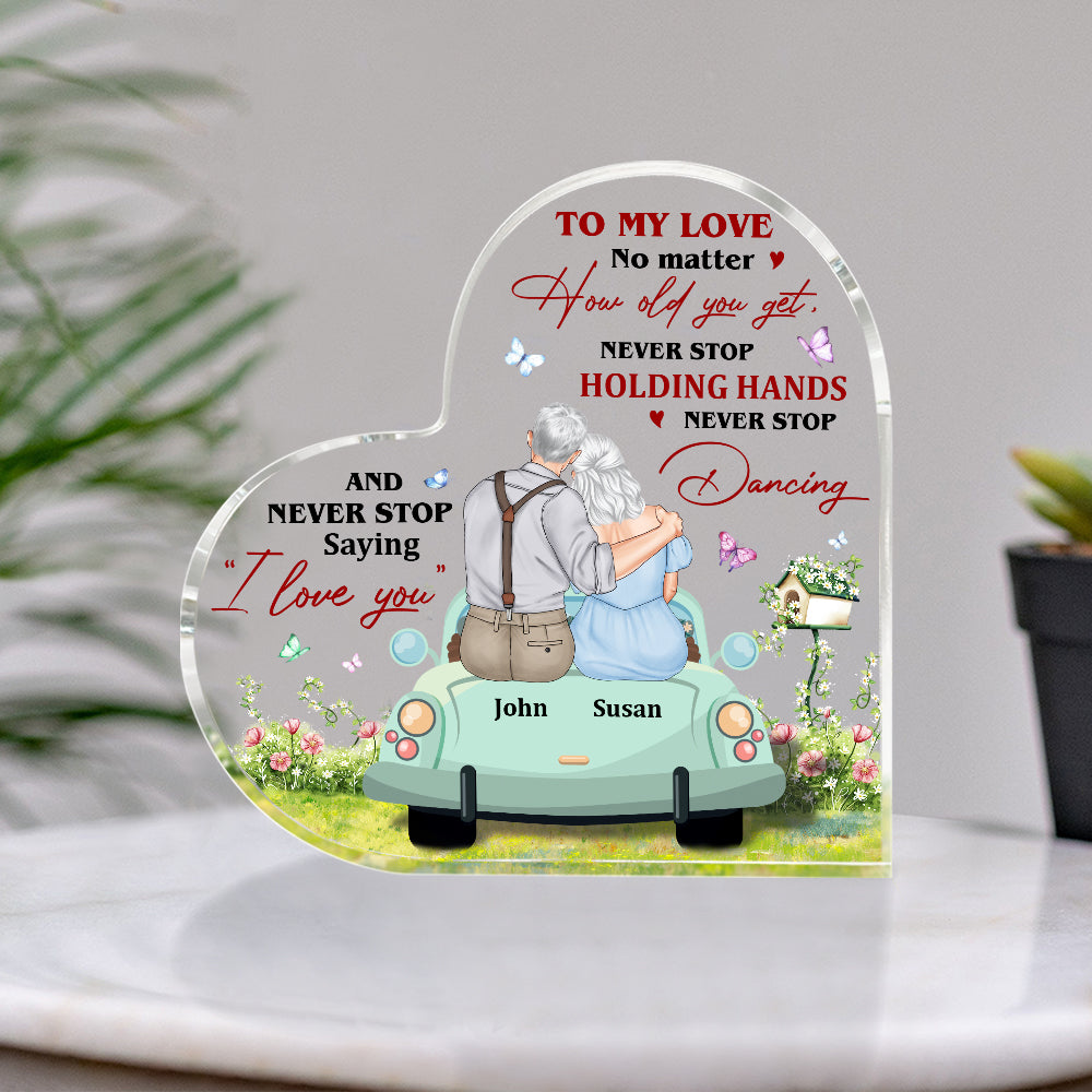Never Stop Saying "I Love You" - Personalized Couple Plaque - Gift For Couple - Decorative Plaques - GoDuckee