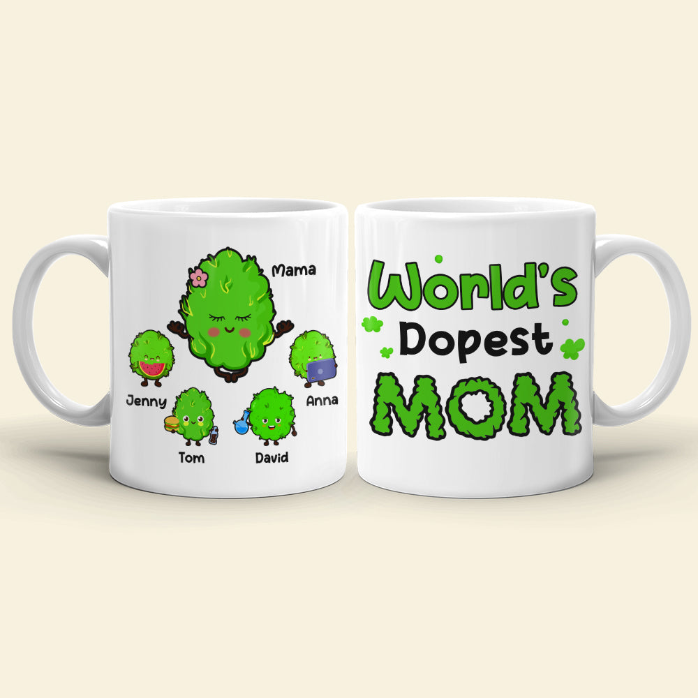 World's Dopest Mom, Personalized Mug, Gift For Mom, Mother's Day Gift, Mom's Little Buds - Coffee Mug - GoDuckee