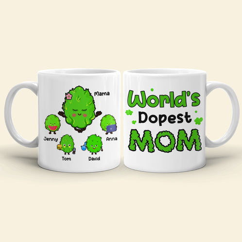 World's Dopest Mom, Personalized Mug, Gift For Mom, Mother's Day Gift, Mom's Little Buds - Coffee Mug - GoDuckee