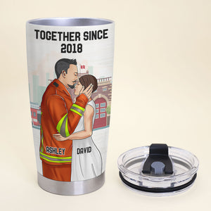 Personalized Firefighter Couple Tumbler - You Are The Love Of My Life - Tumbler Cup - GoDuckee