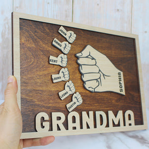 First Bump - Personalized Layered Wood Sign Stand - Father's Day Gift For Dad, Grandpa - Wood Sign - GoDuckee