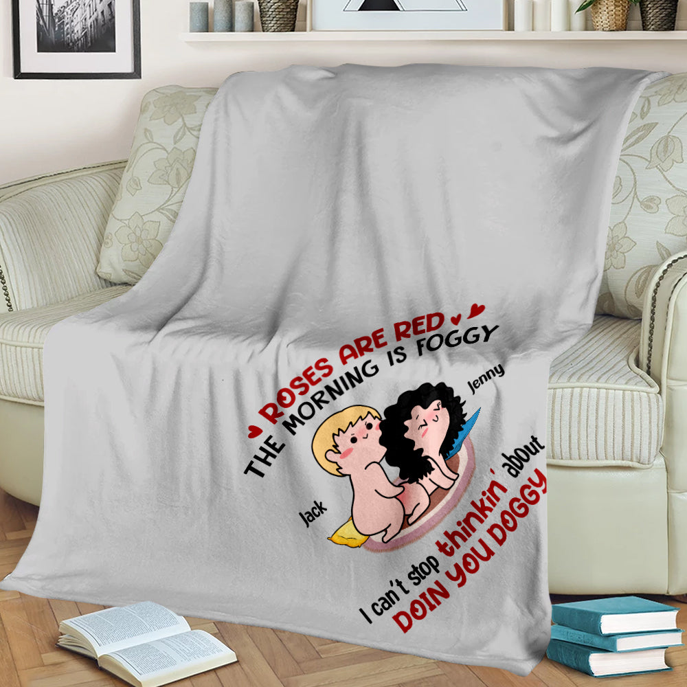 Roses Are Red The Morning Is Foggy Personalized Couple Pillow, Blanket, White Mug, Tumbler, Gift For Couple - Pillow - GoDuckee