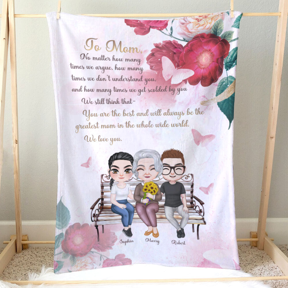 Happy Mother's Day Love You Mom, Mother & Children Personalized Blanket - Blanket - GoDuckee