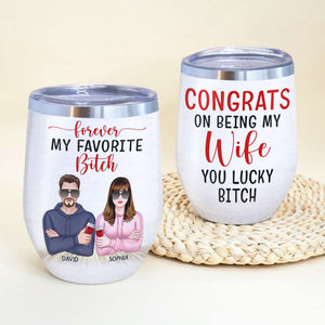 Congrats On Being My Wife, Couple Married Wine Tumbler - Wine Tumbler - GoDuckee