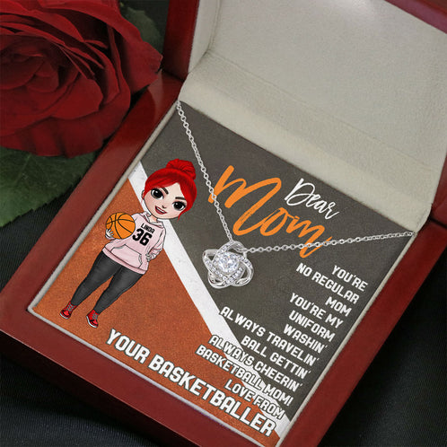 Basketball Mom Love From Your Basketballer Personalized Love Knot Necklace BSB2104 - Jewelry - GoDuckee