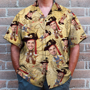 Custom Pirate Face Hawaiian Shirt and Men Beach Shorts- Summer Gift For Him, Pirate Lover - Hawaiian Shirts - GoDuckee