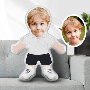 Cute Boy In Polo Shirt And Black Shorts, Custom Face Pillow, Gift For Him 303 - Pillow - GoDuckee
