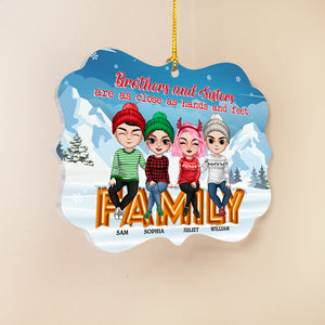 Siblings Are Close As Hands And Feet Personalized Ornament, Christmas Gift For Siblings - Ornament - GoDuckee